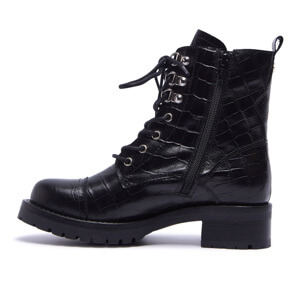 Carl Scarpa Blanca Black Croc Leather Ankle Boots